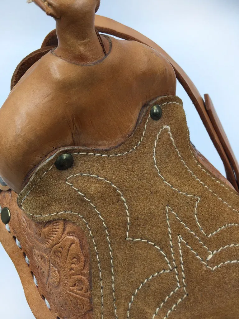 Handmade, Hand Tooled Mexican Leather and Sheepskin Saddle Shoulder Bag