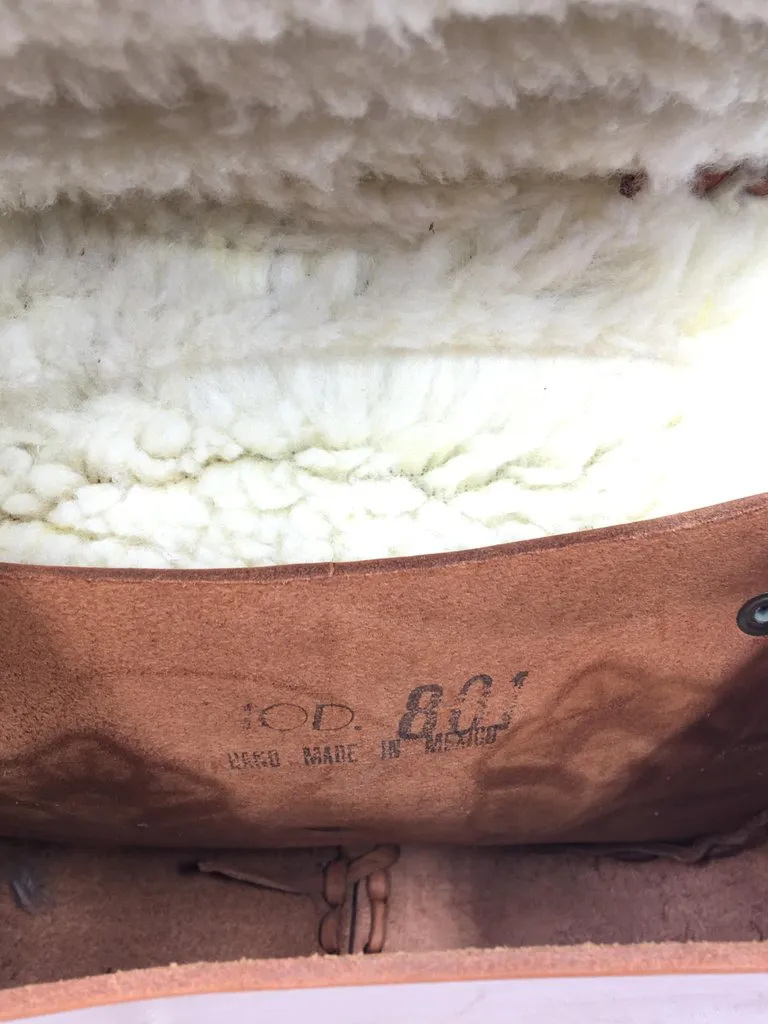 Handmade, Hand Tooled Mexican Leather and Sheepskin Saddle Shoulder Bag