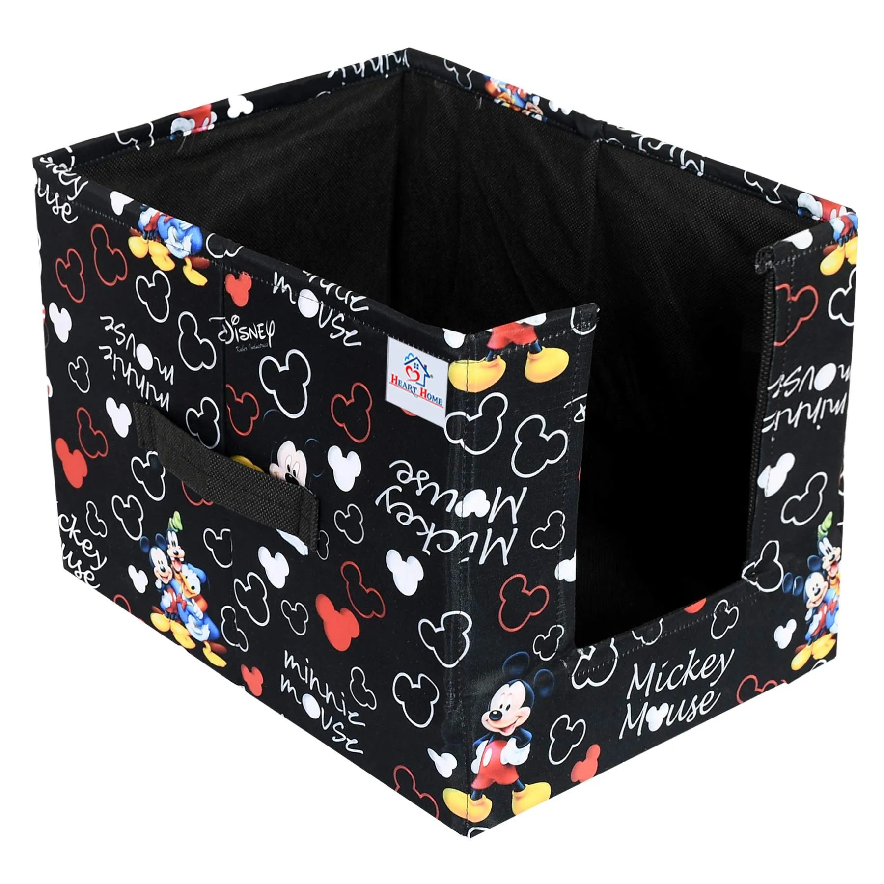 Heart Home Disney Mickey Print Non-Woven 3 Pieces Shirt Stacker Closet Organizer - Shirts and Clothing Organizer With Handle (Black)-HHEART16072