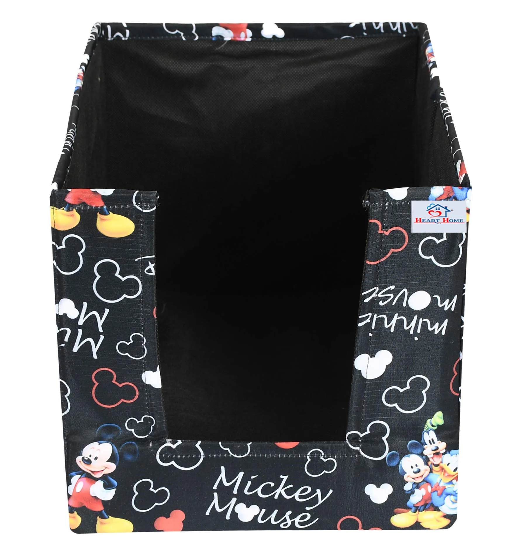 Heart Home Disney Mickey Print Non-Woven 3 Pieces Shirt Stacker Closet Organizer - Shirts and Clothing Organizer With Handle (Black)-HHEART16072