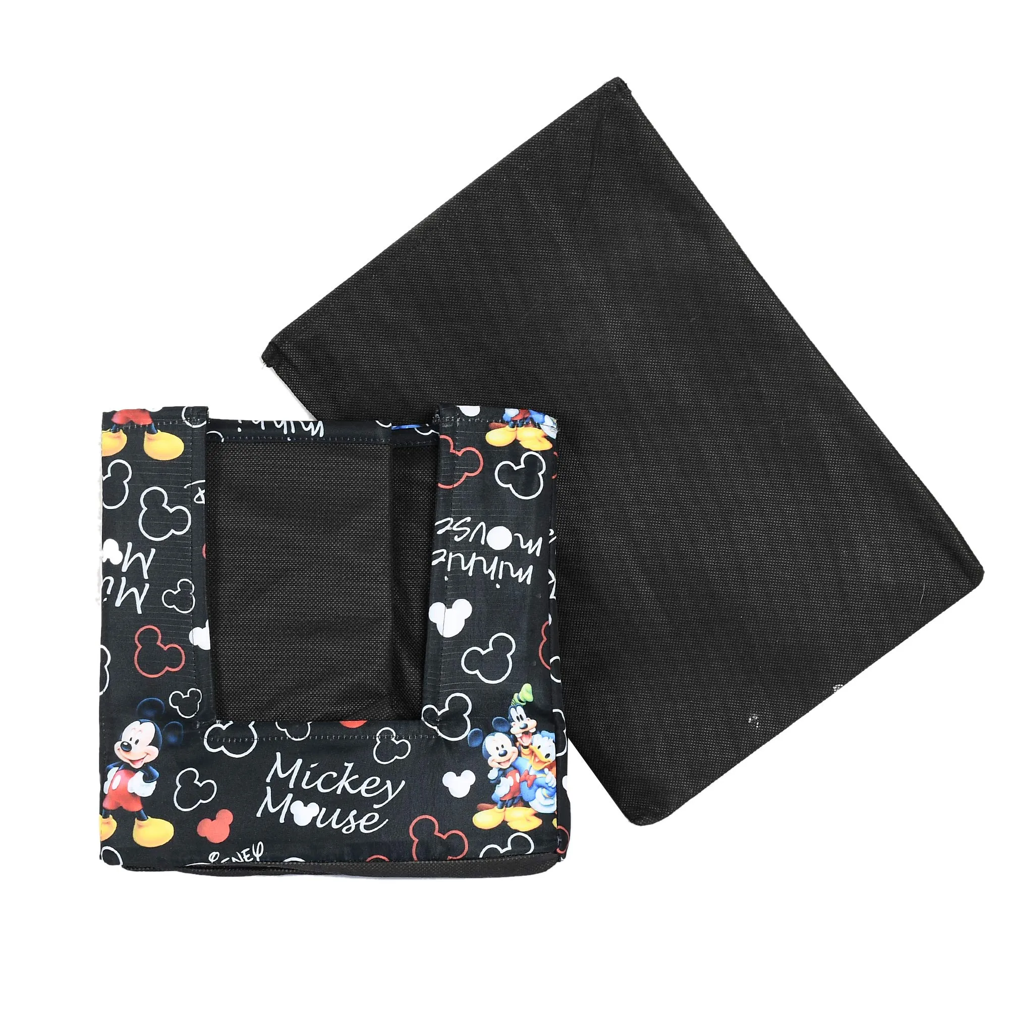 Heart Home Disney Mickey Print Non-Woven 3 Pieces Shirt Stacker Closet Organizer - Shirts and Clothing Organizer With Handle (Black)-HHEART16072