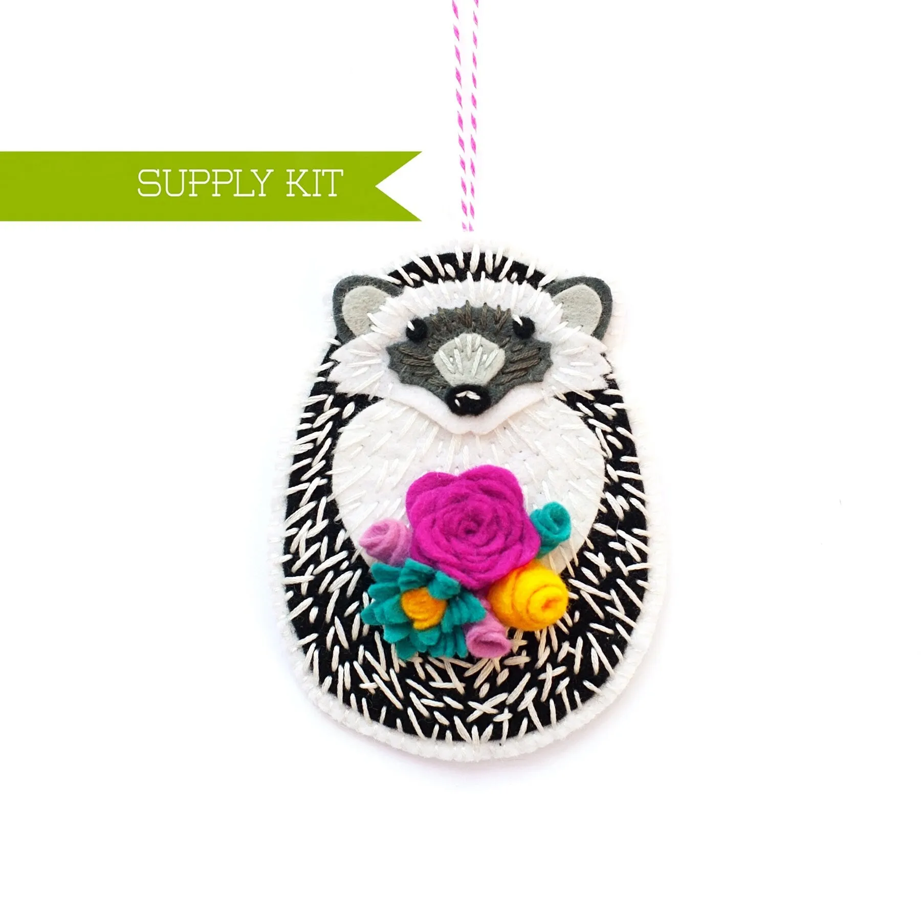 Hedgehog Wool Felt Ornament Supply Kit