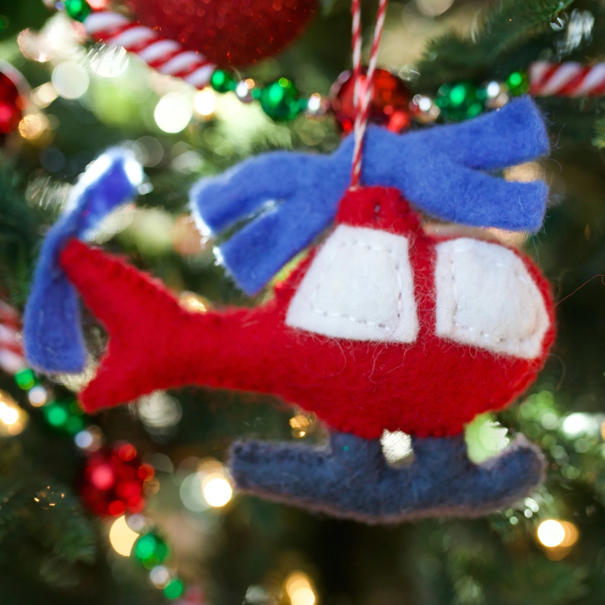 Helicopter Ornament, Felt Wool