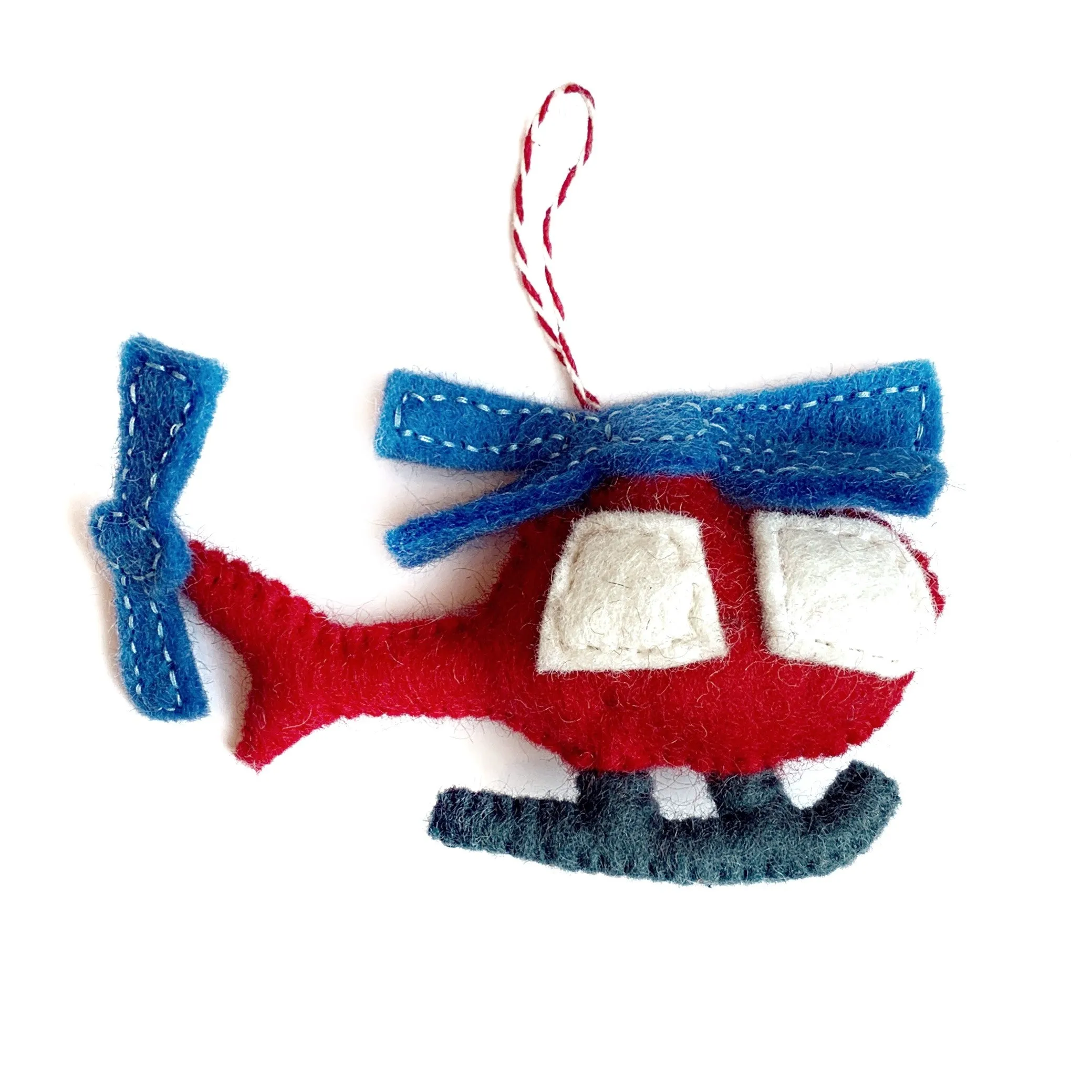 Helicopter Ornament, Felt Wool