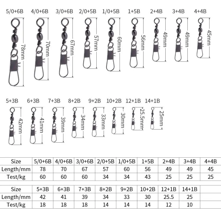 HENGJIA SS007 50pcs/bag B-pin Connector 8 Shape Swivel Loop Accessories, Specification: 3/0 6B (67mm)