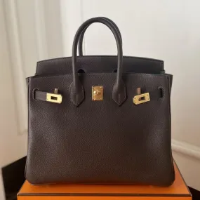 Hermès Birkin 25 Ebene Barenia Faubourg Gold Hardware GHW