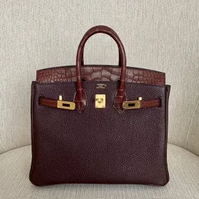 Hermès Birkin Limited Edition 25 Rouge Sellier/Bourgogne Touch Togo Alligator Mississippi Matte Gold Hardware GHW