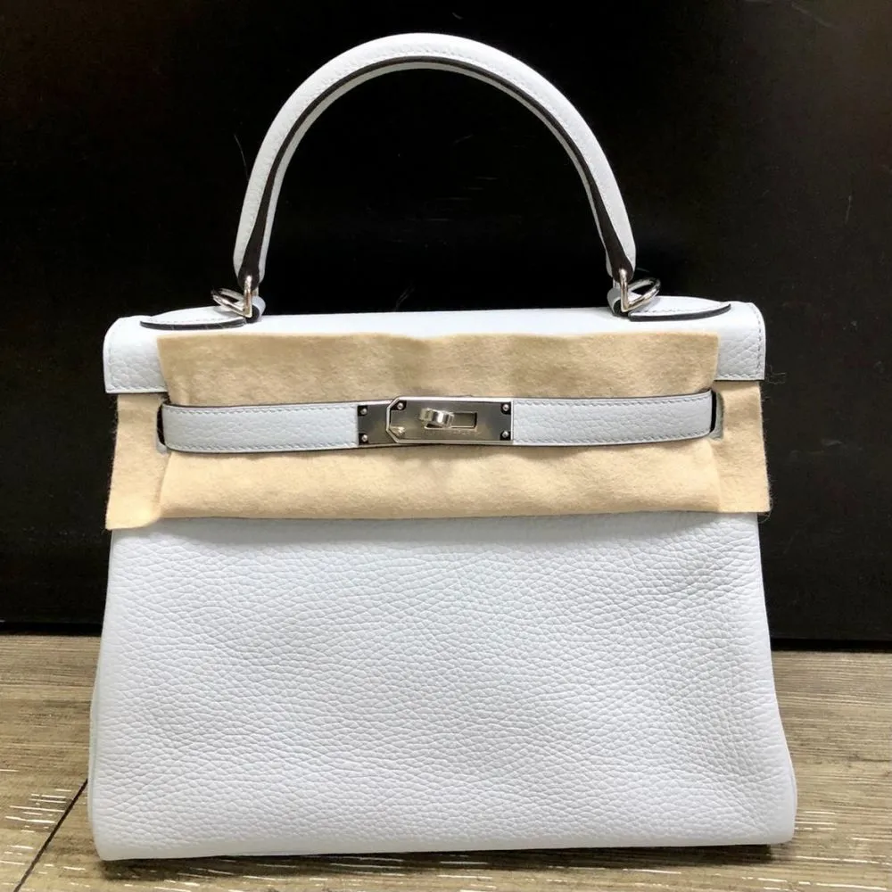 Hermès Kelly 28 Bleu Pale Taurillon Clemence Palladium Hardware PHW