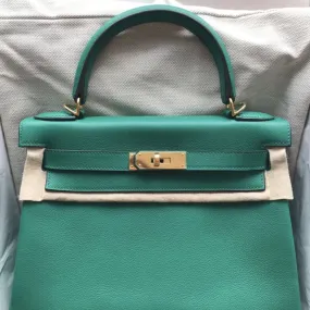 Hermès Kelly 28 Vert Vertigo Evercolor Gold Hardware GHW