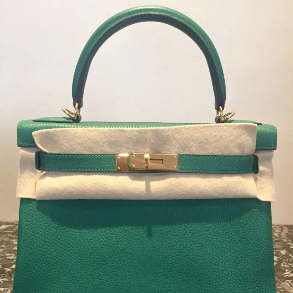 Hermès Kelly 28 Vert Vertigo Taurillon Clemence Gold Hardware GHW