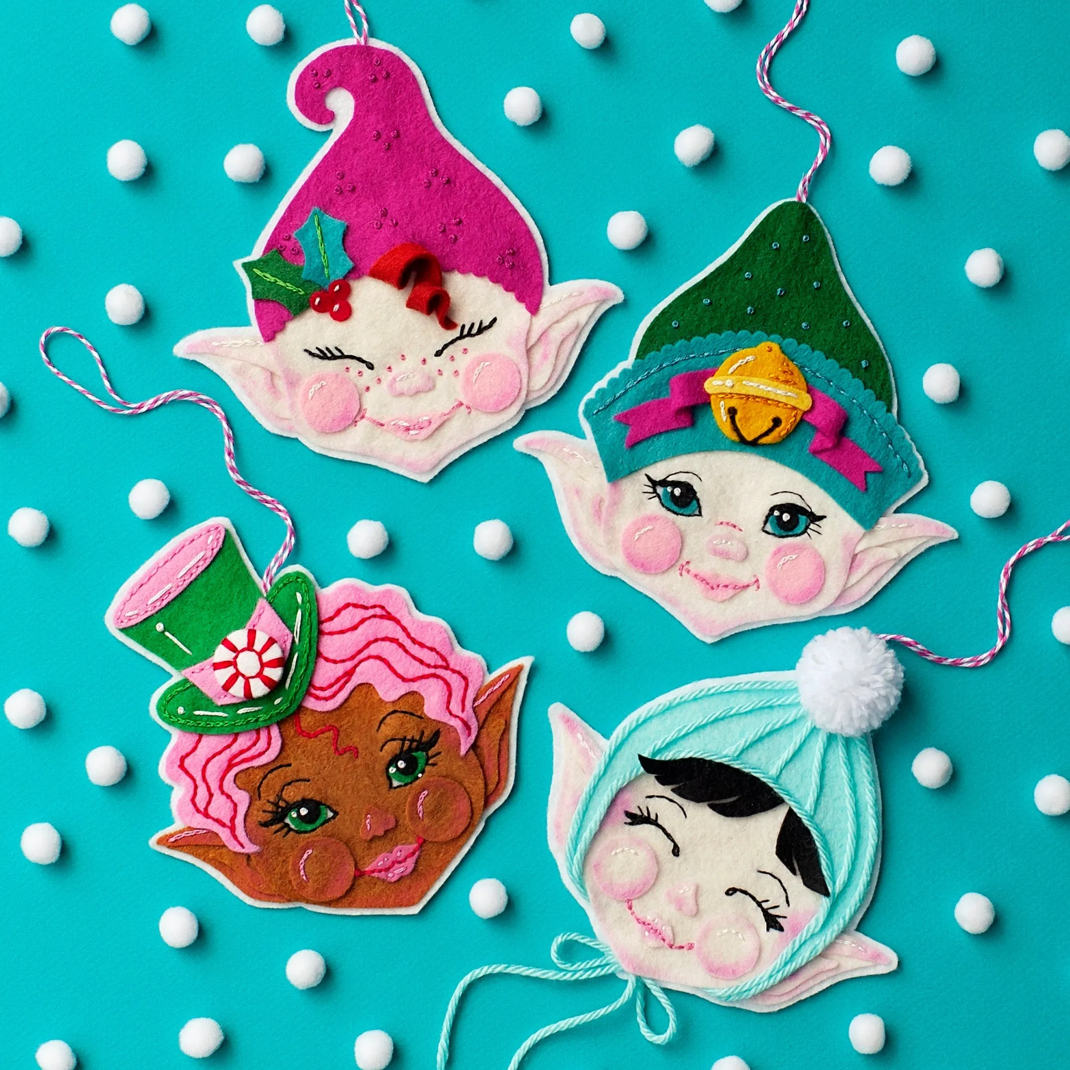 Holly Elf Wool Felt Ornament PDF Pattern