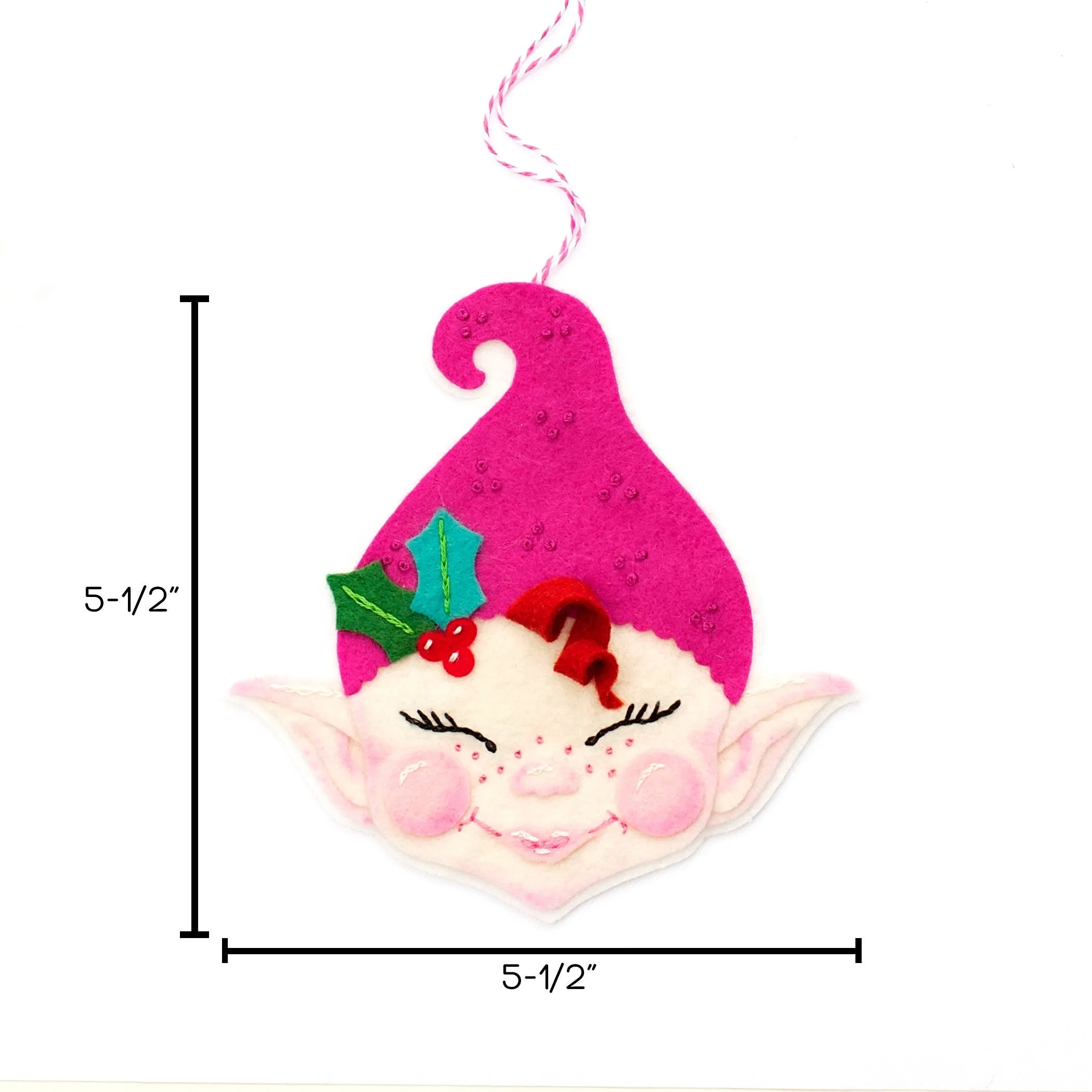 Holly Elf Wool Felt Ornament PDF Pattern