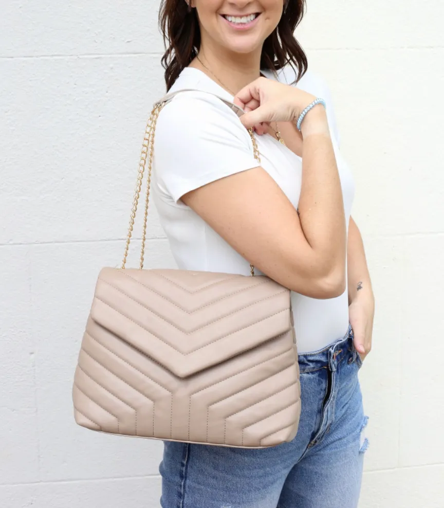 Hunter Quilted Crossbody Taupe