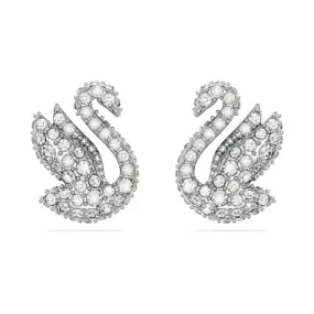 Iconic Swan Rhodium Plated White Swan Stud Earrings 5647873