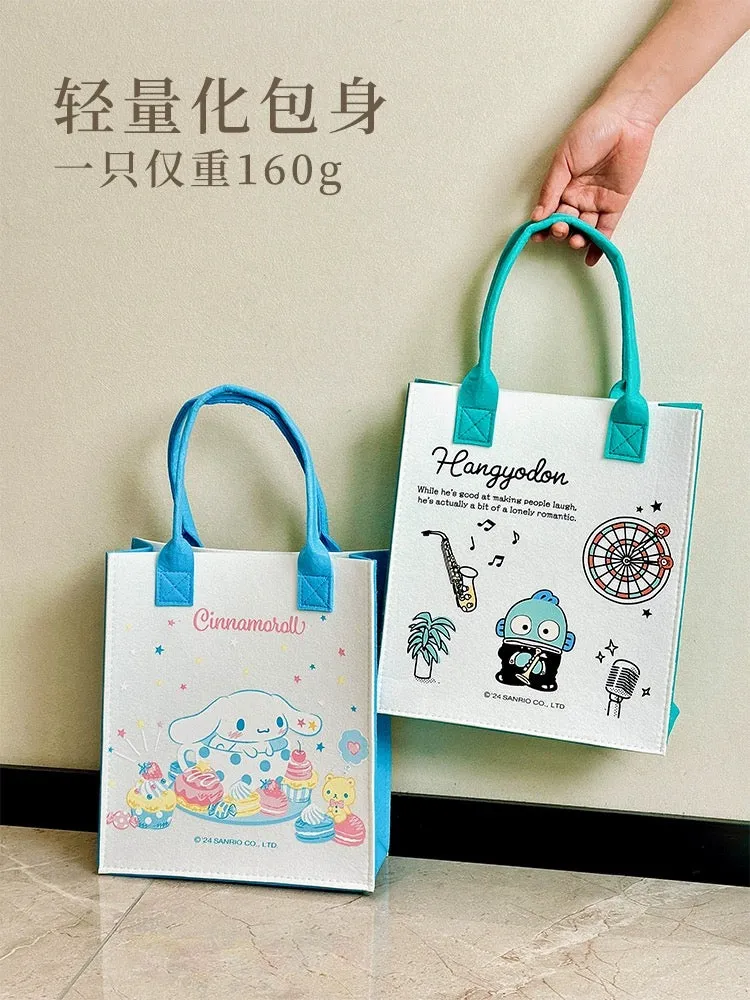 Japanese Cartoon Sanrio with Friends Light Felt Hand Bag | Hello Kitty Kuromi Cinnamoroll Pompompurin Hangyodon -  Kawaii Daily