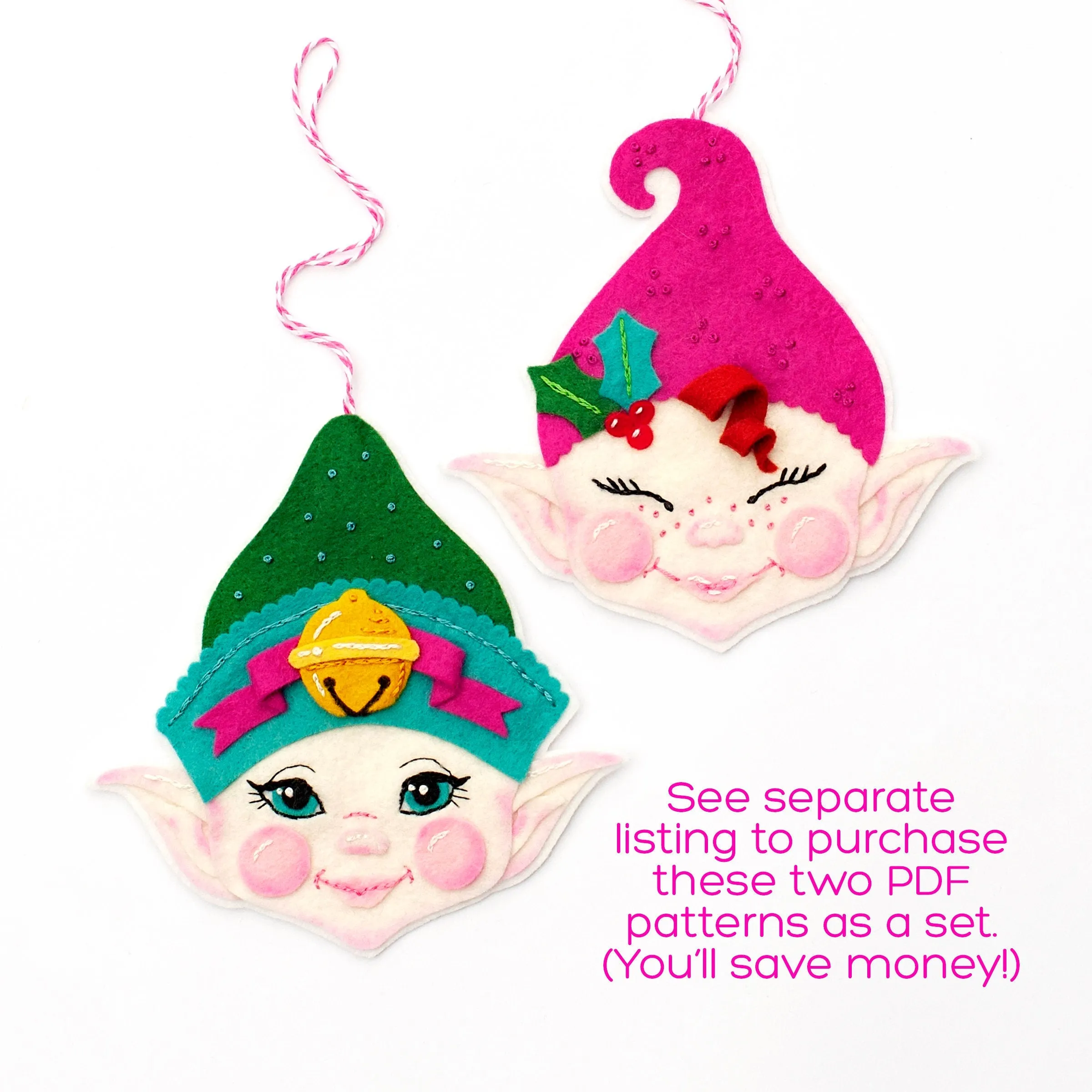 Jingle Elf Wool Felt Ornament PDF Pattern