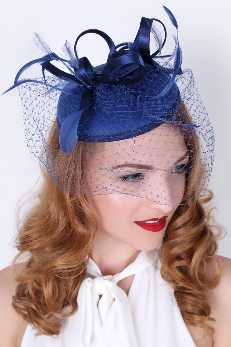 Juliet Felt Fascinator - Navy Blue