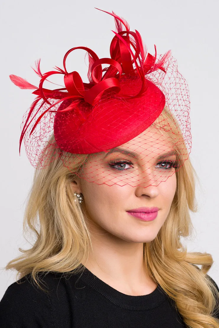 Juliet Felt Fascinator - Red