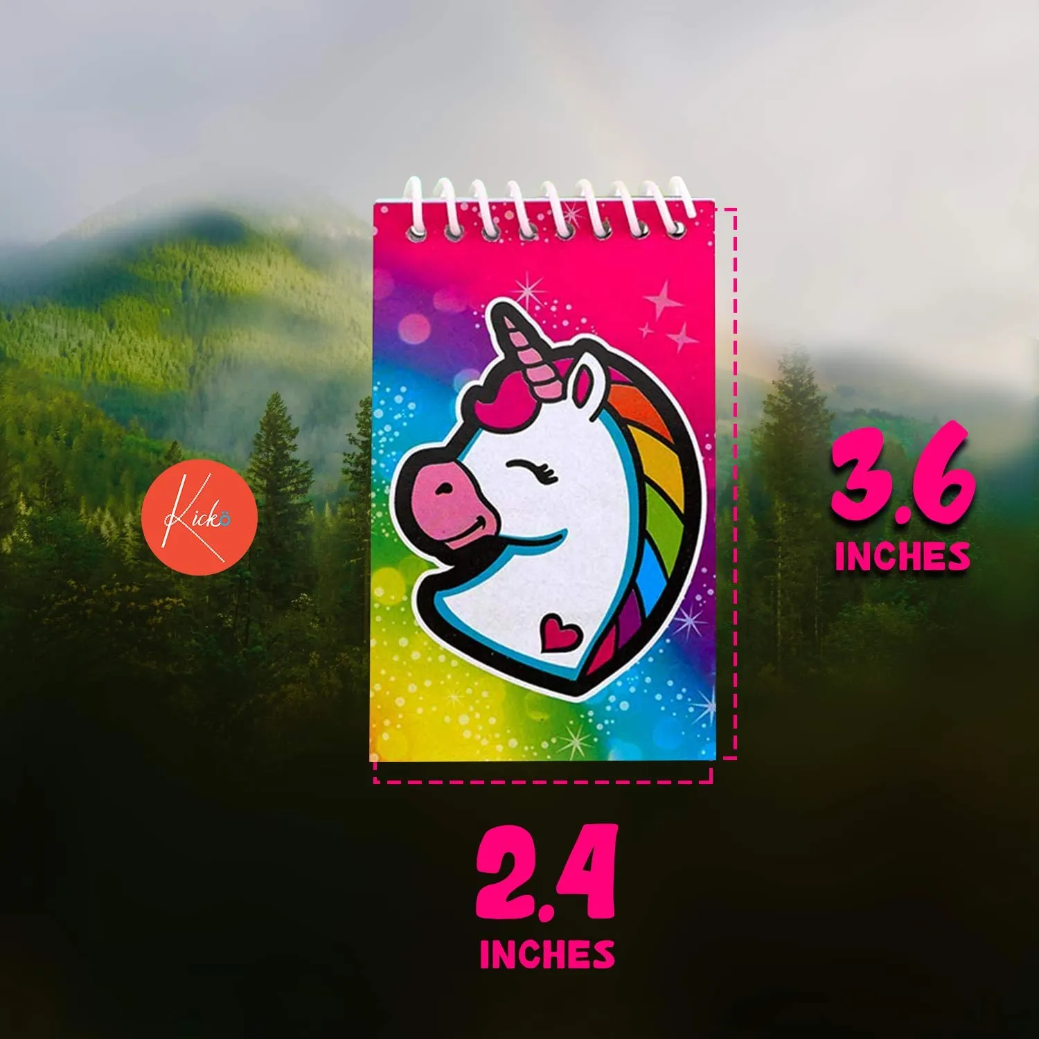 Kicko Unicorn Spiral Notebook - 2.4 X 3.6 Inch Pocket Notebook - Memo Pad - Spring