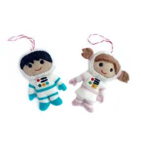 Kid Astronaut Ornament, Felt Wool