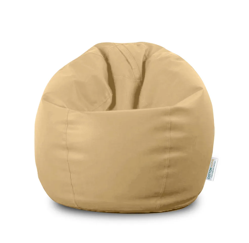 Kids Bean Bag Dark Beige Small Size Indoor Outdoor Furniture Sofa Zipper Closure Couch PU Leather Polystyrene Beads Filling Chair Comfy Washable Durable Room Organizer for kids 50x80x80cm