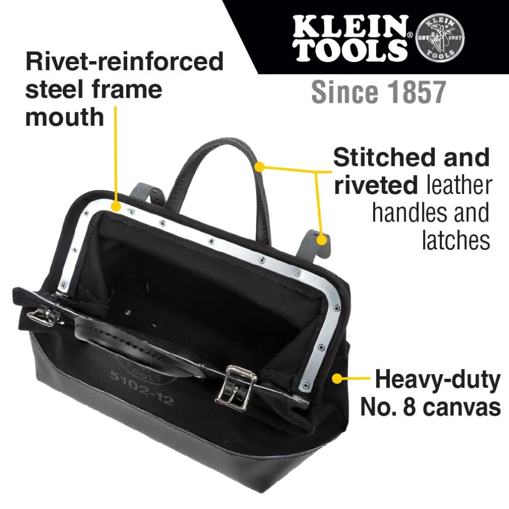 Klein Tools 510212BLK Tool Bag, Black Canvas, 12-Inch