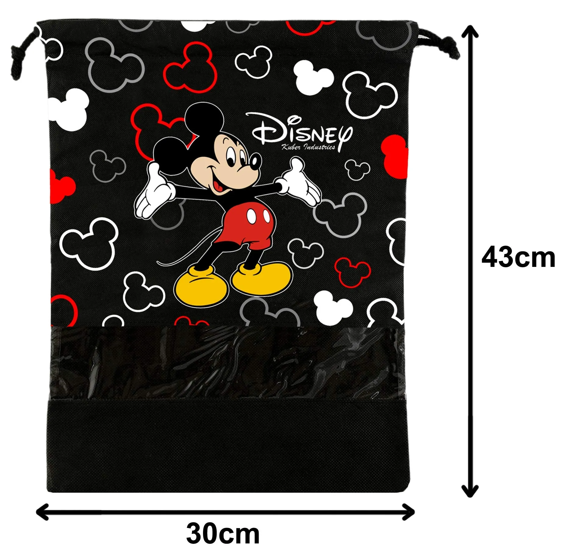 Kuber Industries Disney Mickey Print 12 Piece Non Woven Travel Shoe Cover, String Bag Organizer (Black) -HS_35_KUBMARTS17975