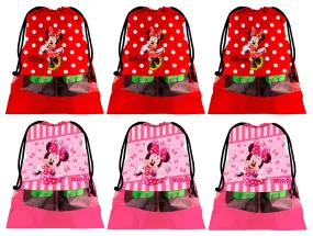 Kuber Industries Portable Travel Shoe Bags Dust-Proof Shoe Organizer Space Saving Storage Bags, Disney Print (Set of 6,Red & Pink) -HS_35_KUBMARTS18030