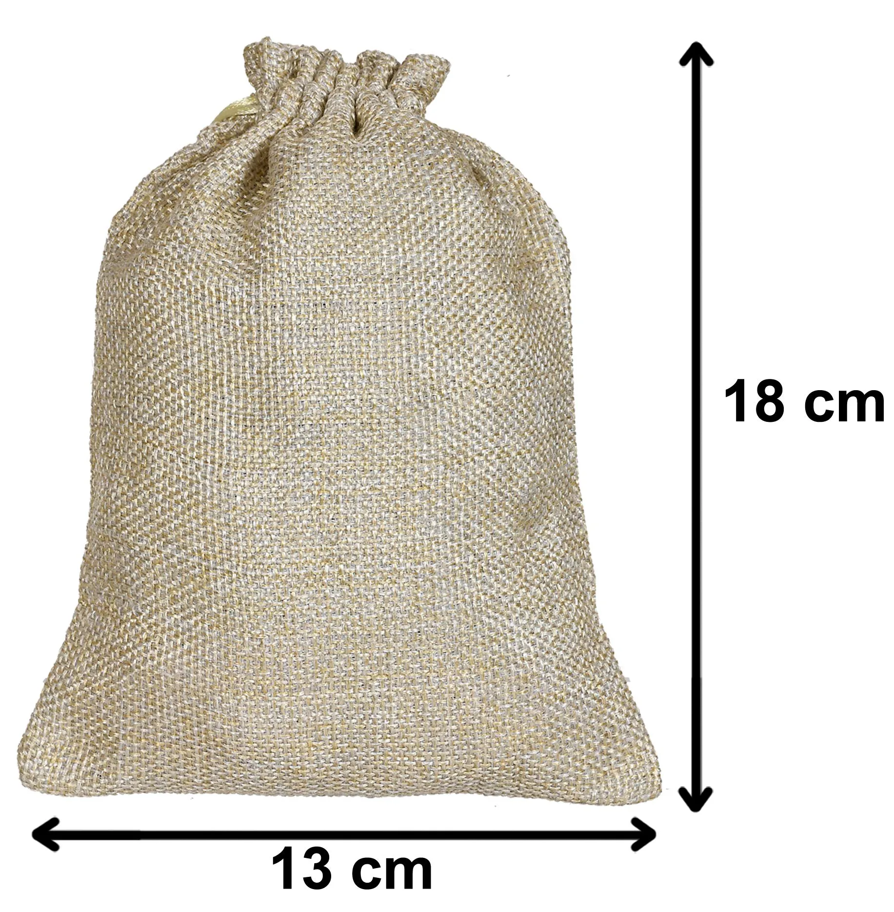 Kuber Industries Potli Gift Bags Wedding Hessian Jute Bags Linen Jewelry Pouches with Drawstring for Birthday, Party, Wedding Favors,Small,Medium,Large-Set of 9 (Gold)