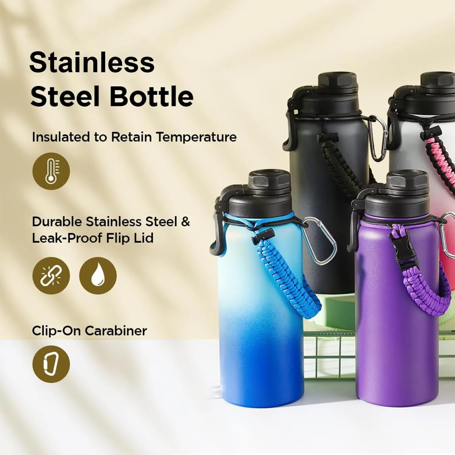 Kuber Industries Water Bottle | Steel Water Bottle for Daily Use | Vacuum Insulated Flask Water Bottle with Rope | Hot & Cold Water Bottle | 960 ML | LX-230609 | Aqua Blue