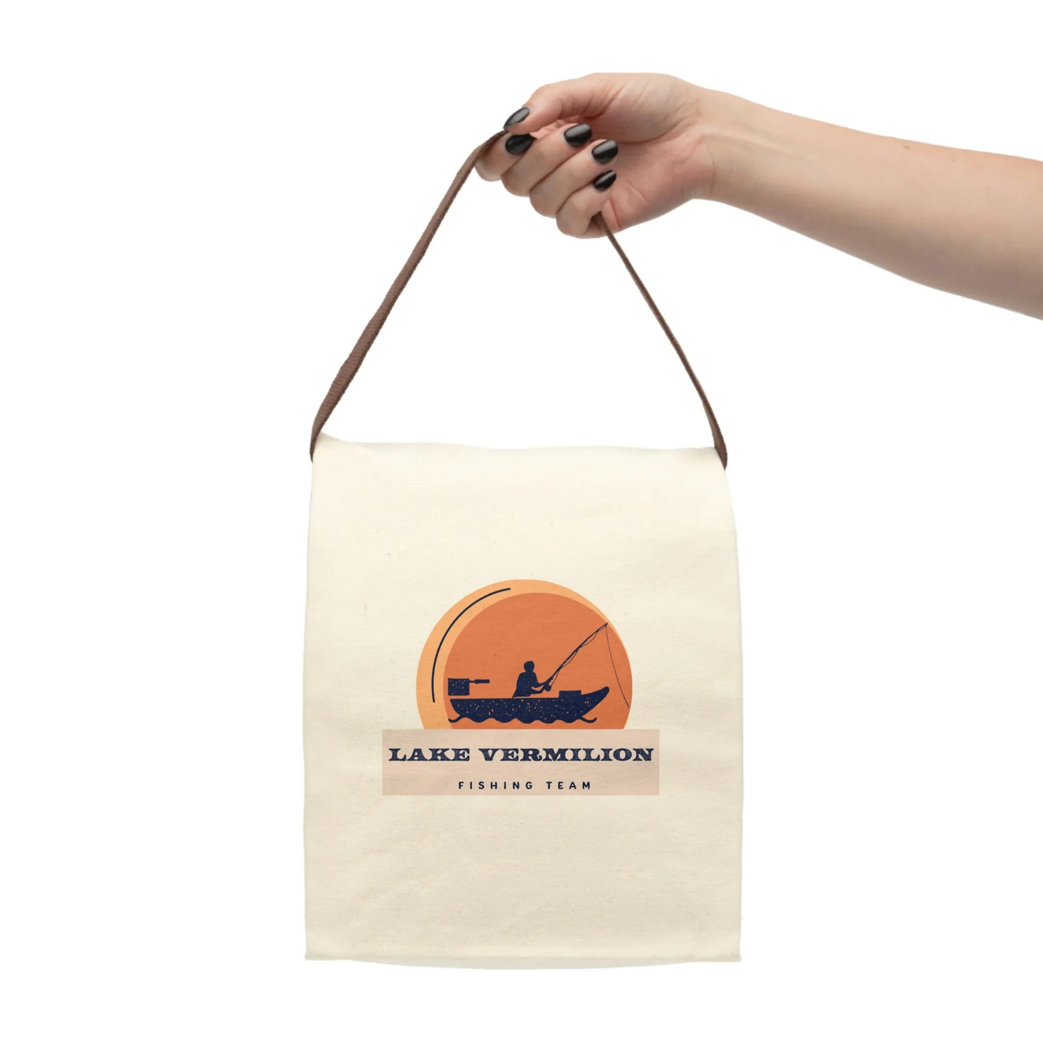 Lake Vermilion - Fishing Team - Sunset Graphic - Canvas Lunch Bag With Strap