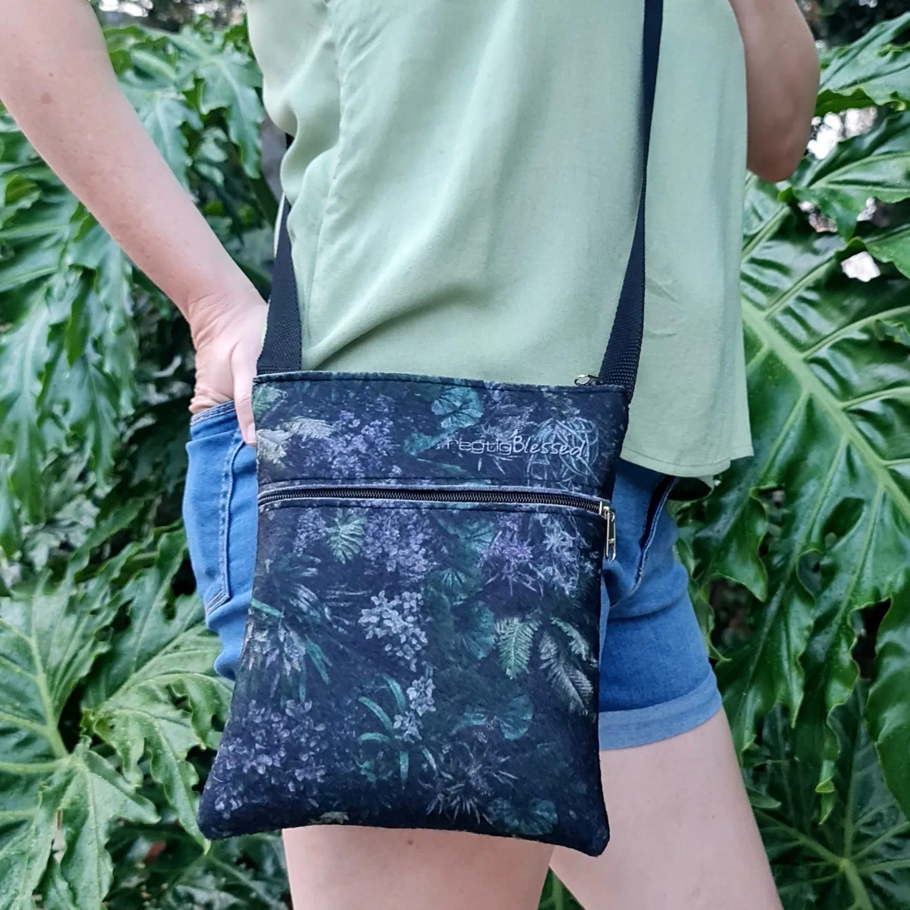 Leafy Jungle - Recycled Felt Sling Bag