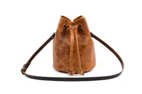 LEATHER BUCKET BAG - LARGE - PEANUT BISON