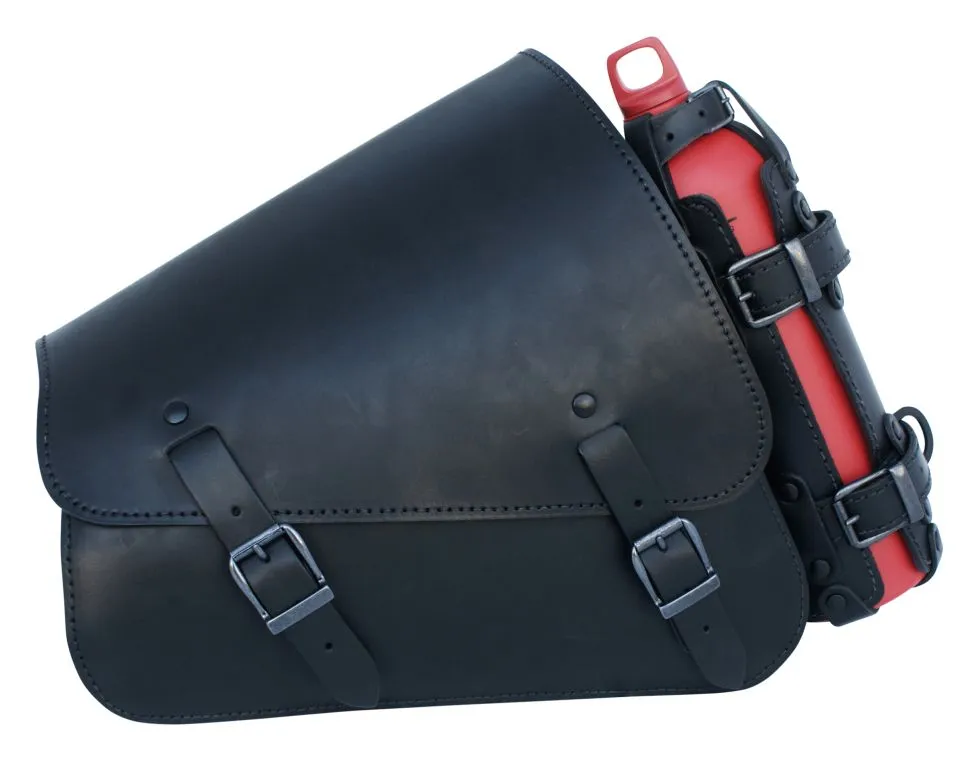 Ledrie HLZAD2-2021H Frame Bag Black with Bottle Holder fits Harley-Davidson Sportster made from Genuine Real Leather