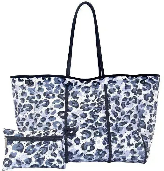 Leopard Print Printed Black Portable Beach Bag Leisure Travel