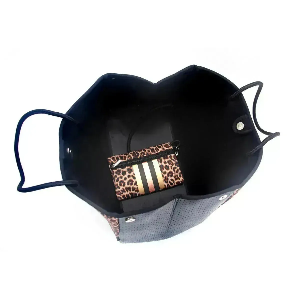 Leopard Print Printed Black Portable Beach Bag Leisure Travel