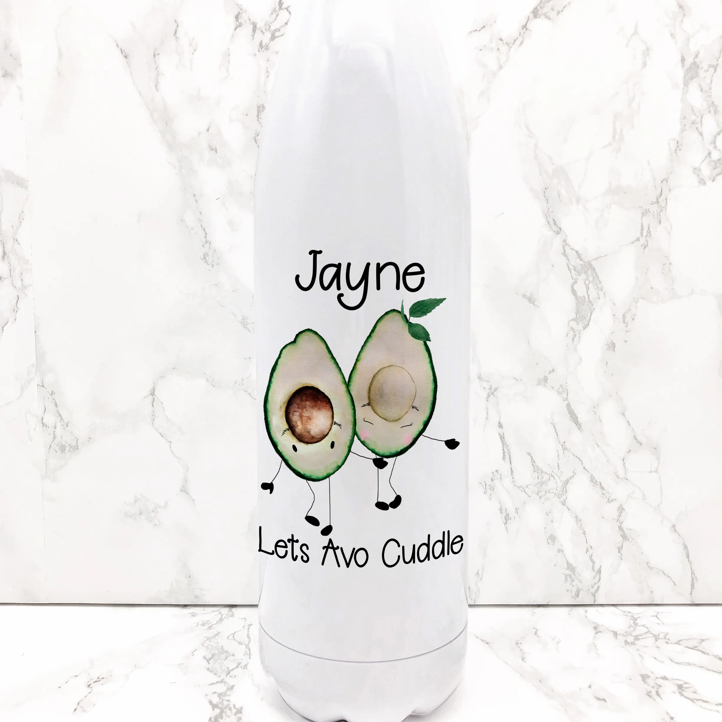 Lets Avo Cuddle Avocado Personalised Travel Flask Water Bottle 500ml