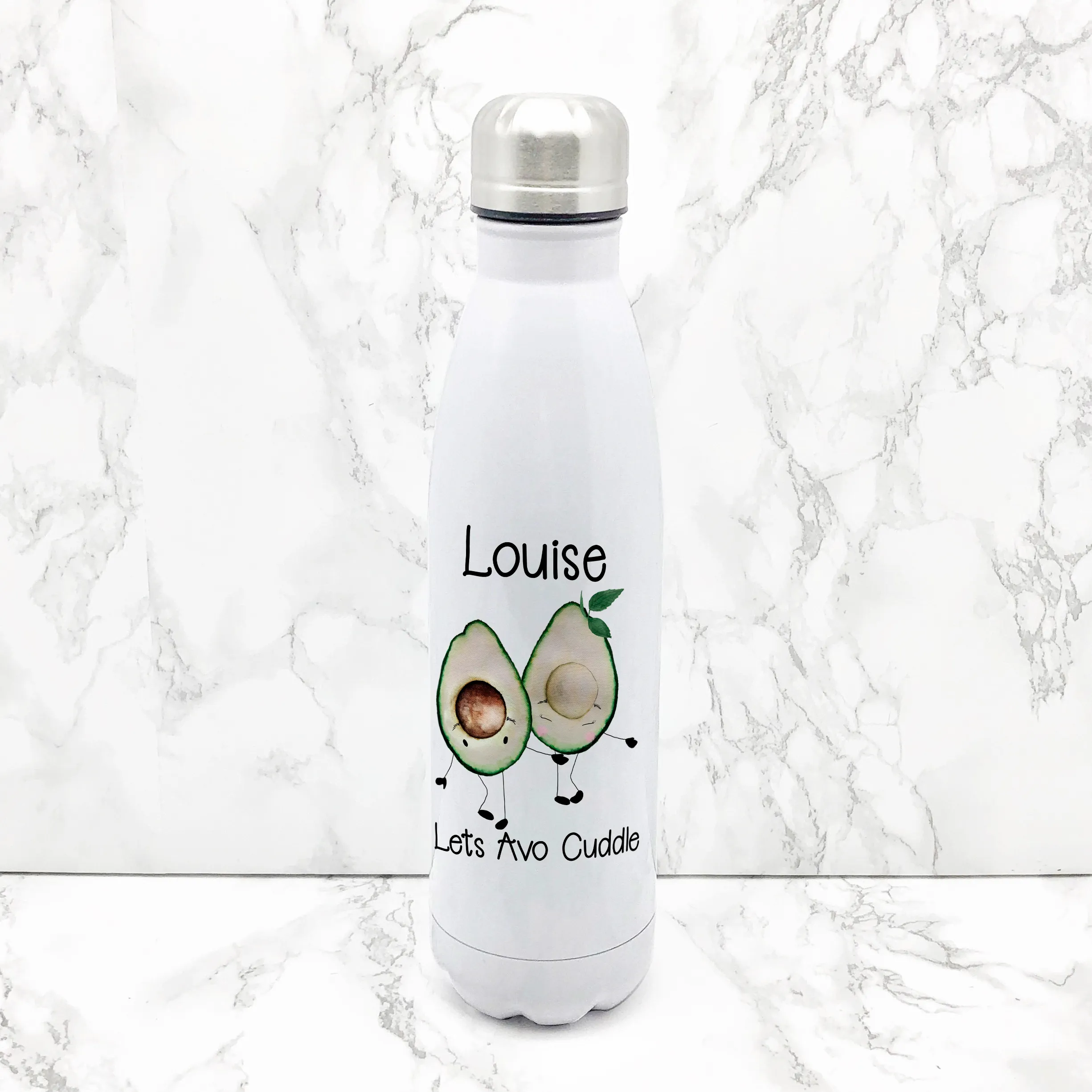 Lets Avo Cuddle Avocado Personalised Travel Flask Water Bottle 500ml