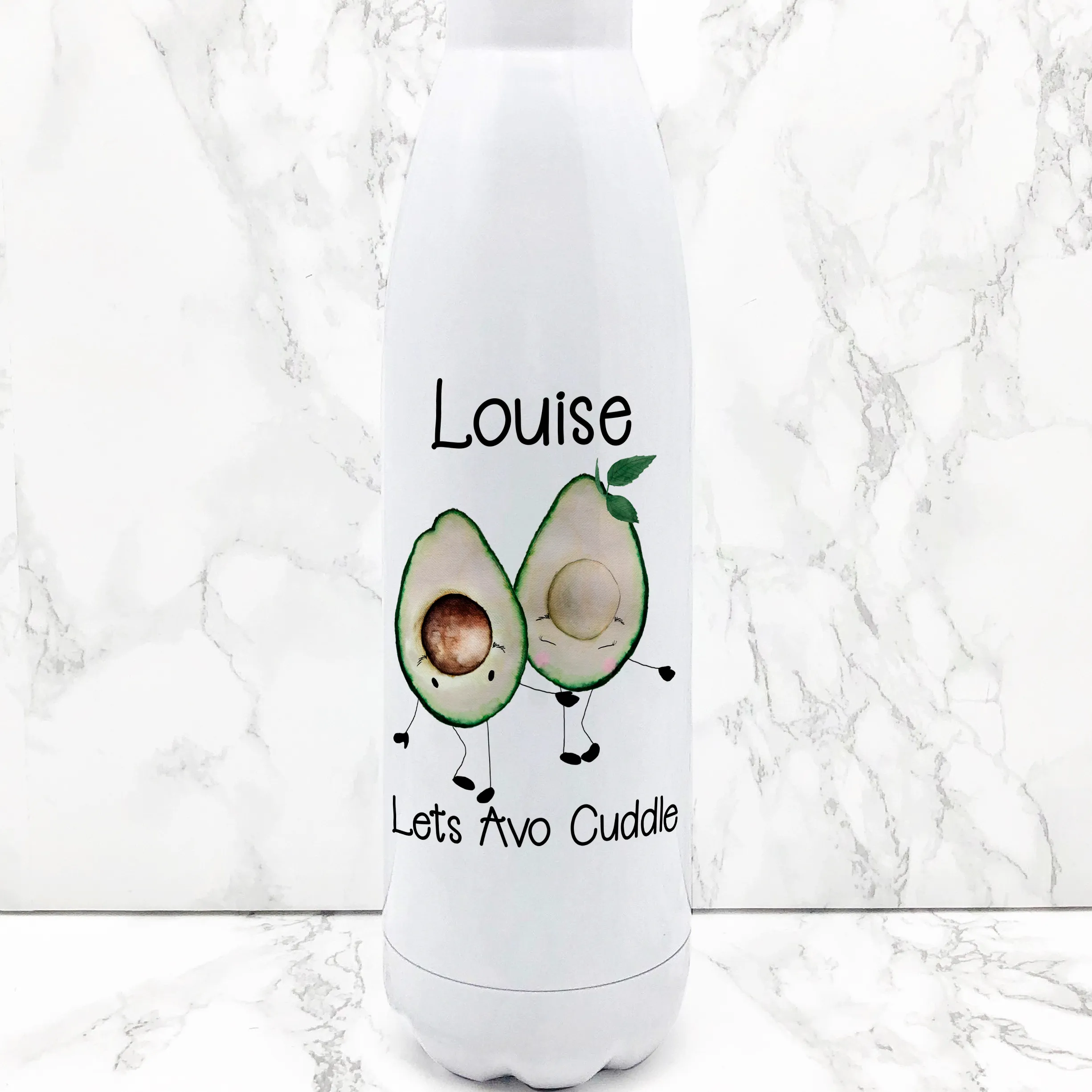 Lets Avo Cuddle Avocado Personalised Travel Flask Water Bottle 500ml