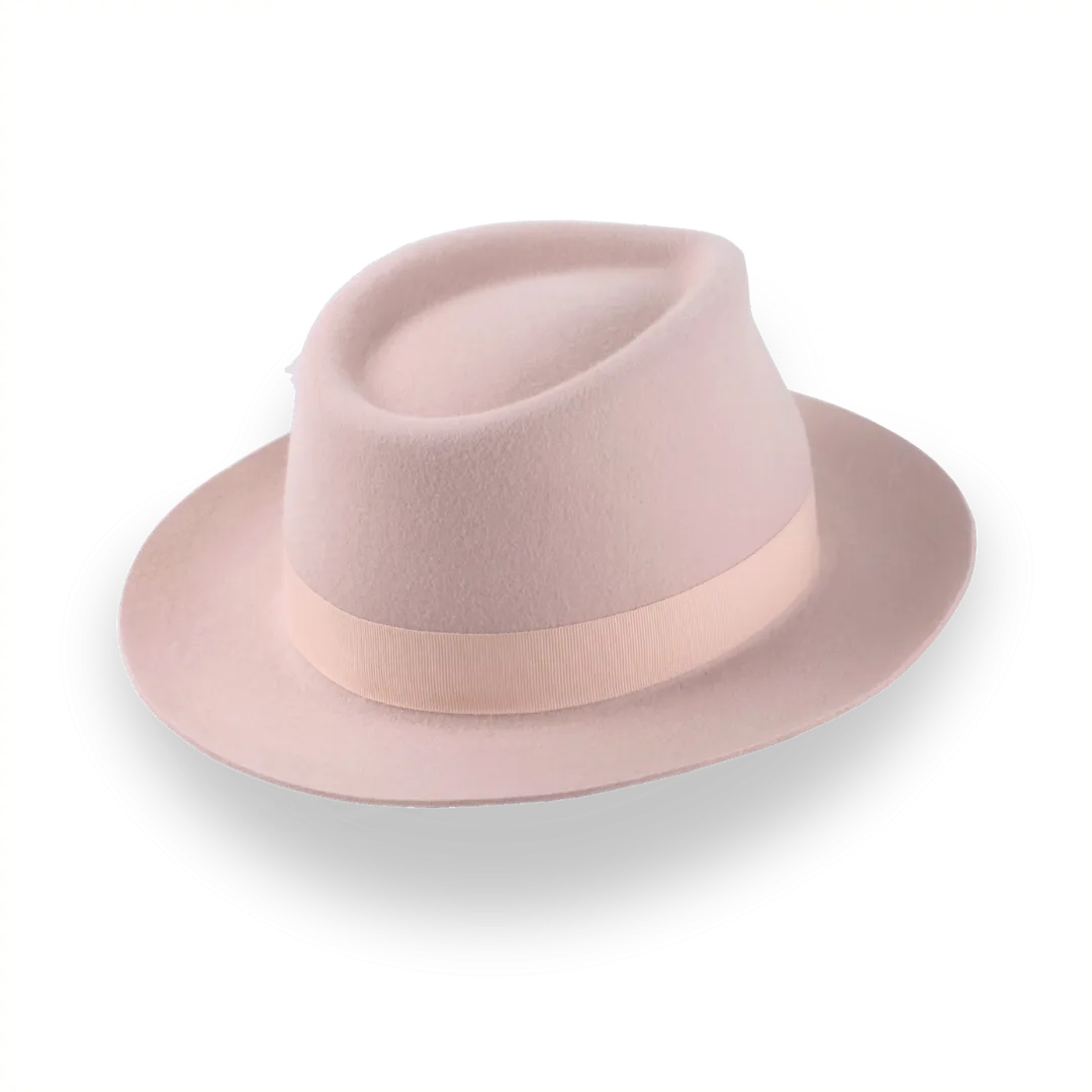 Light Pink Fedora with Medium Crown in Luxurious Fur Felt | The Clubber