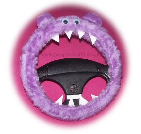 Lilac Fuzzy furry Monster car steering wheel cover faux fur fluffy