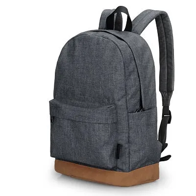 Male Canvas Backpack Gray Casual Rucksacks 15inch Laptop