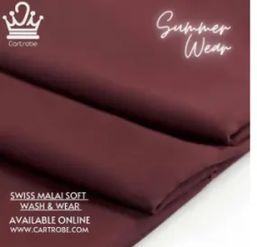 Maroon Swiss Malai Soft Wash n Wear Men Suit / Shalwar Kameez / Kamiz Shalwar / Kurta Pajama Unstitched Fabric