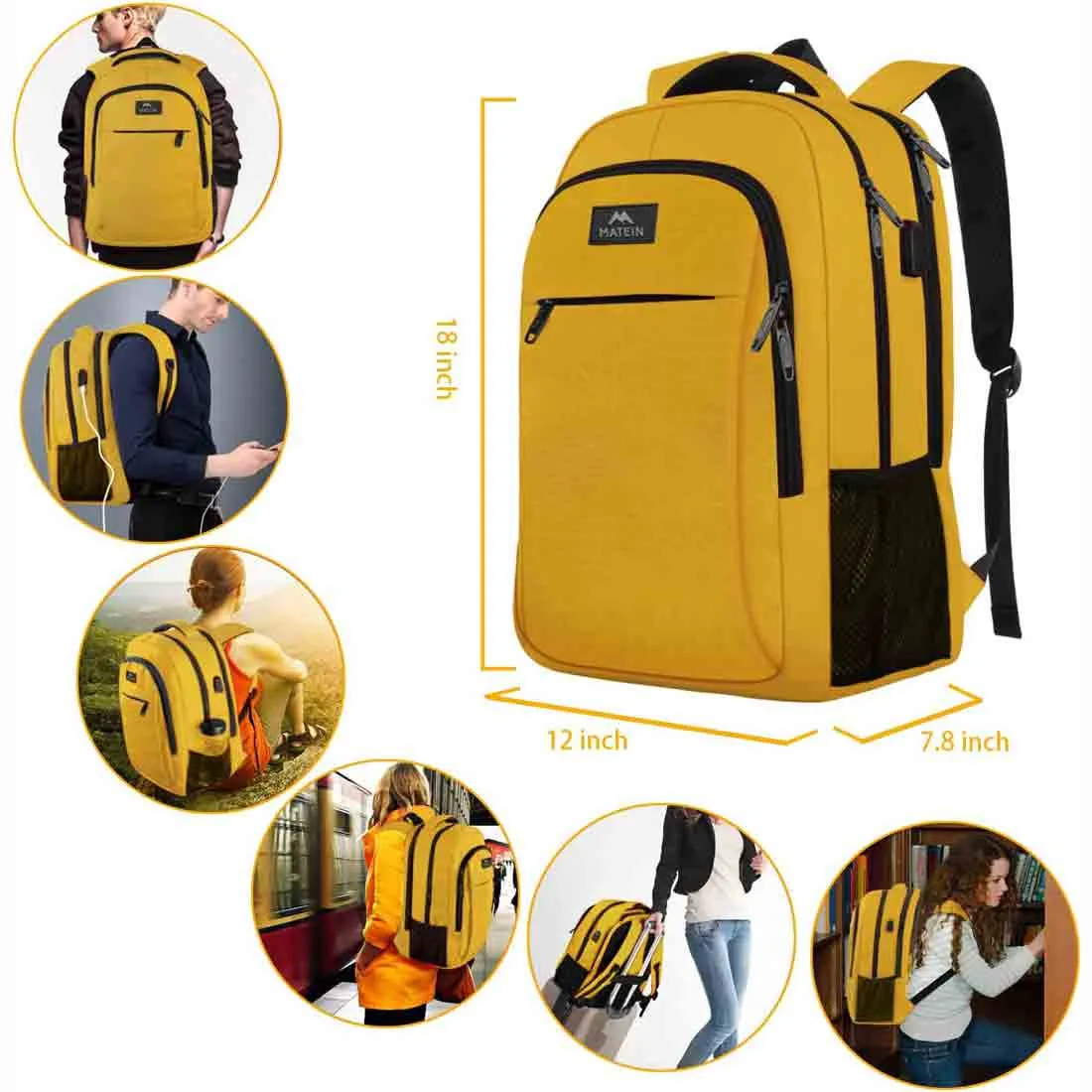 Matein Mlassic Large School Backpack Yellow