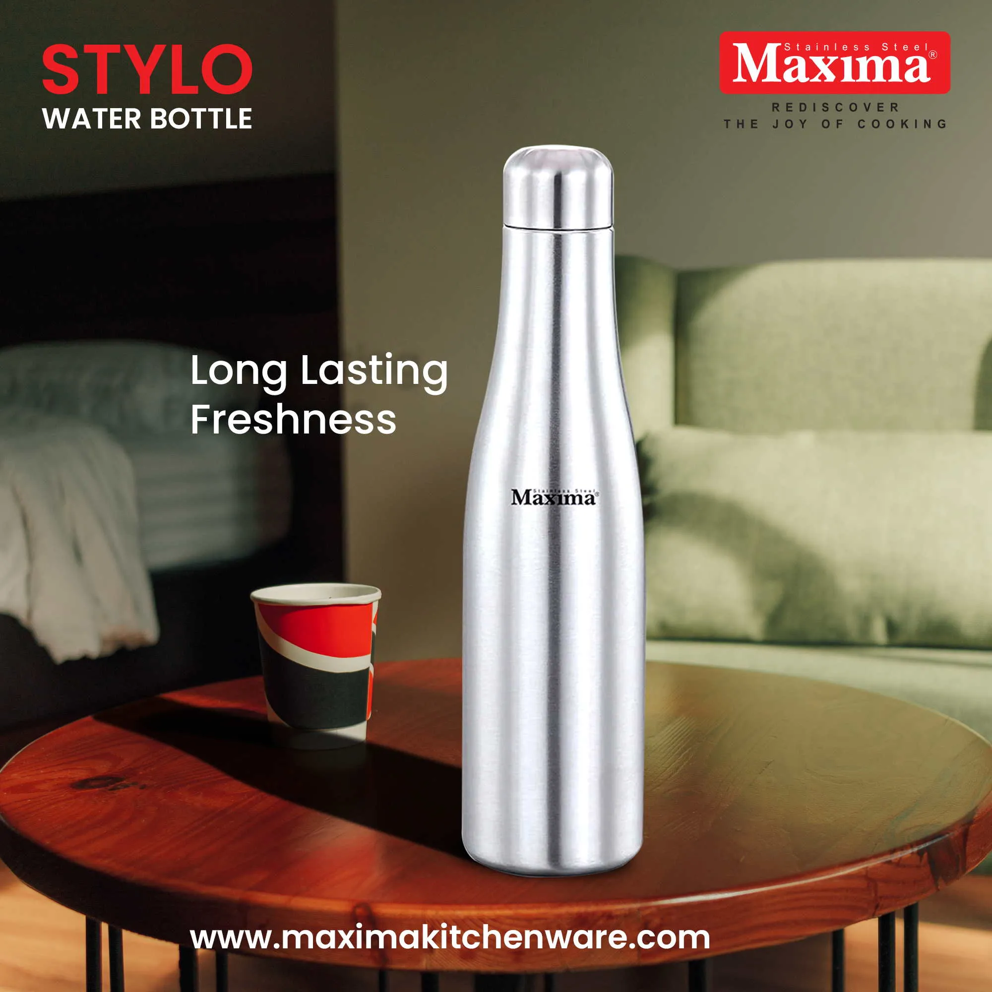 Maxima Style Stainless Steel Water Bottle 1000 ml