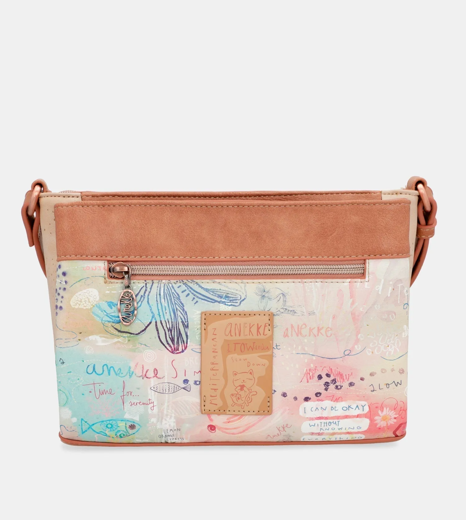 Mediterranean Triple compartment printed crossbody bag