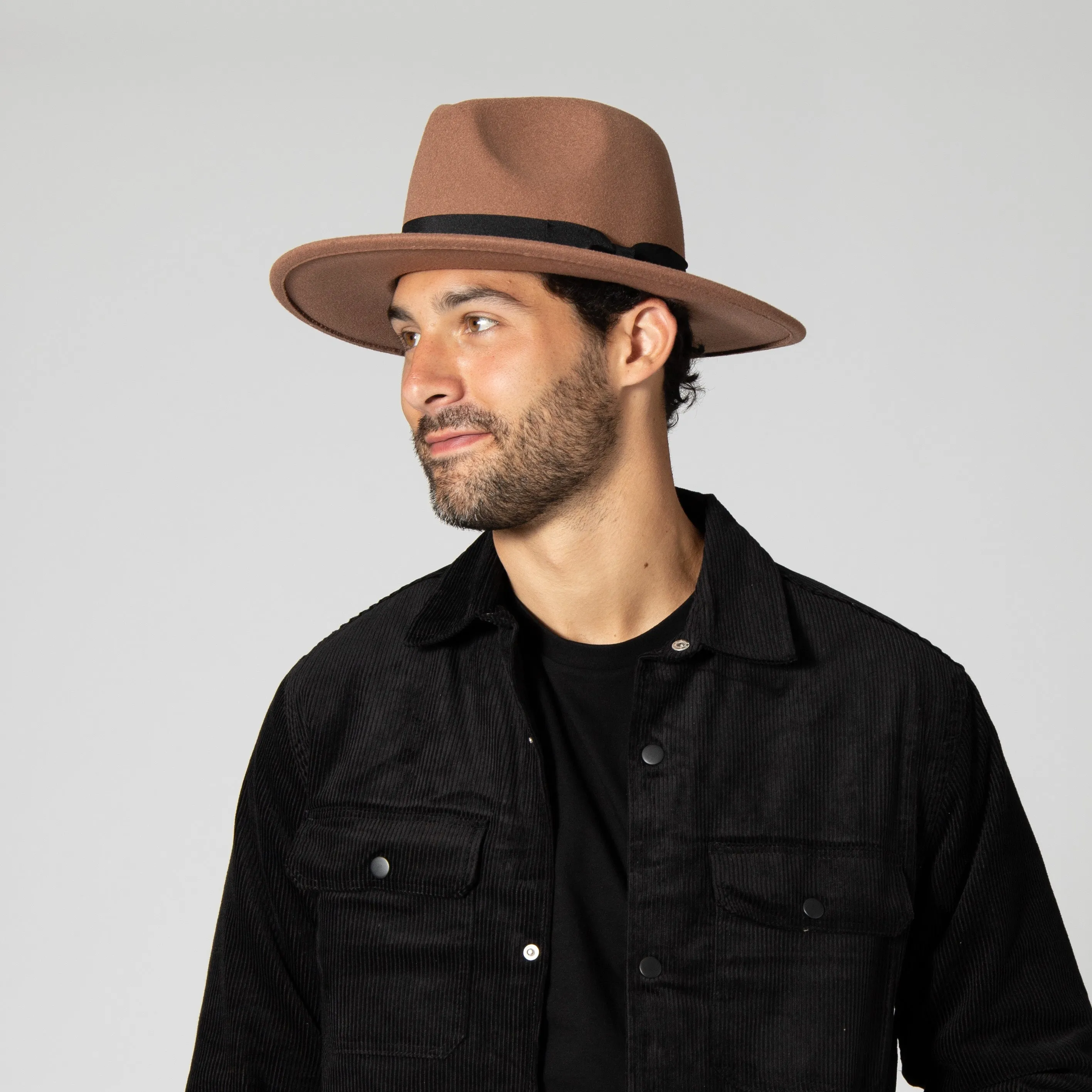 Men's Faux Felt Fedora With Grosgrain