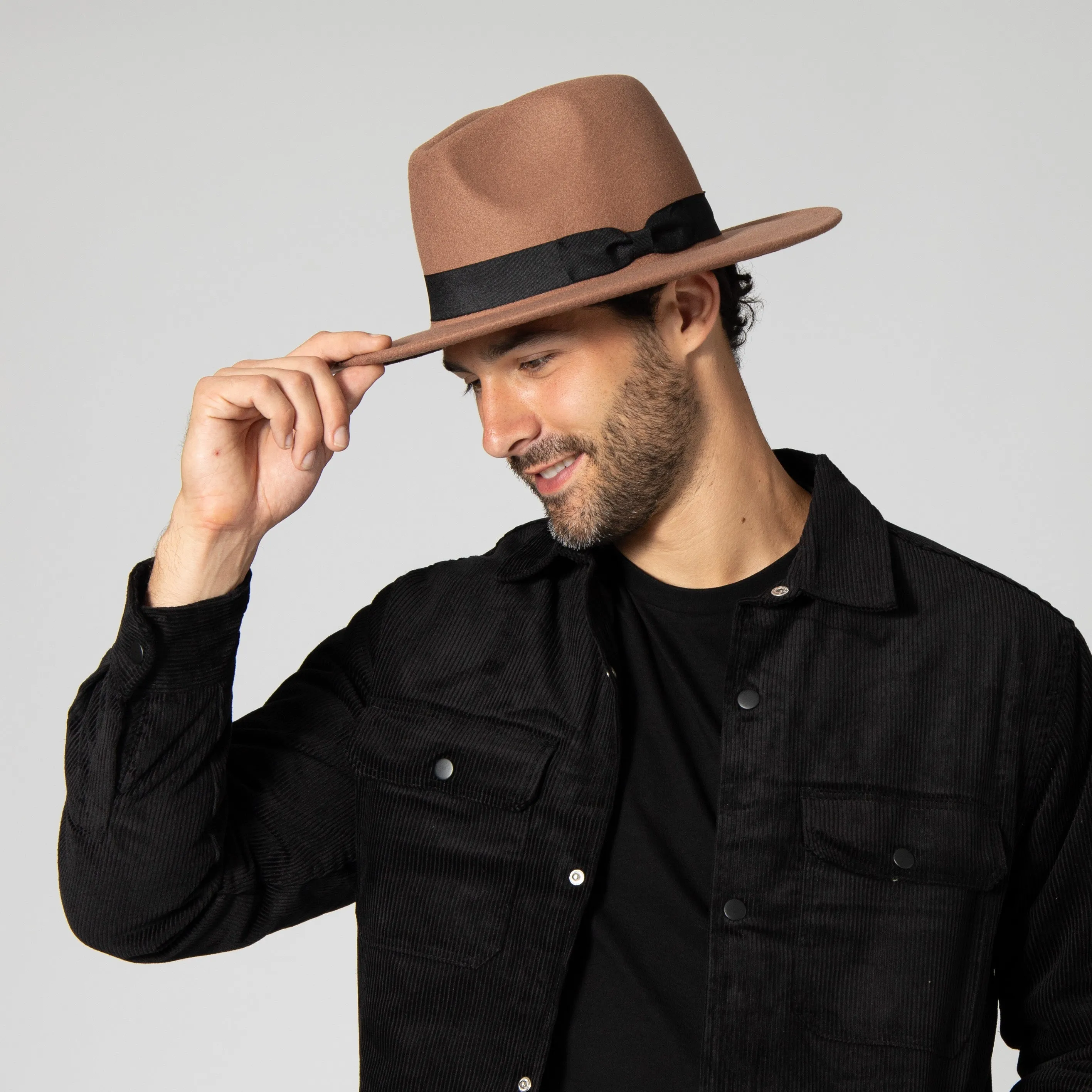 Men's Faux Felt Fedora With Grosgrain