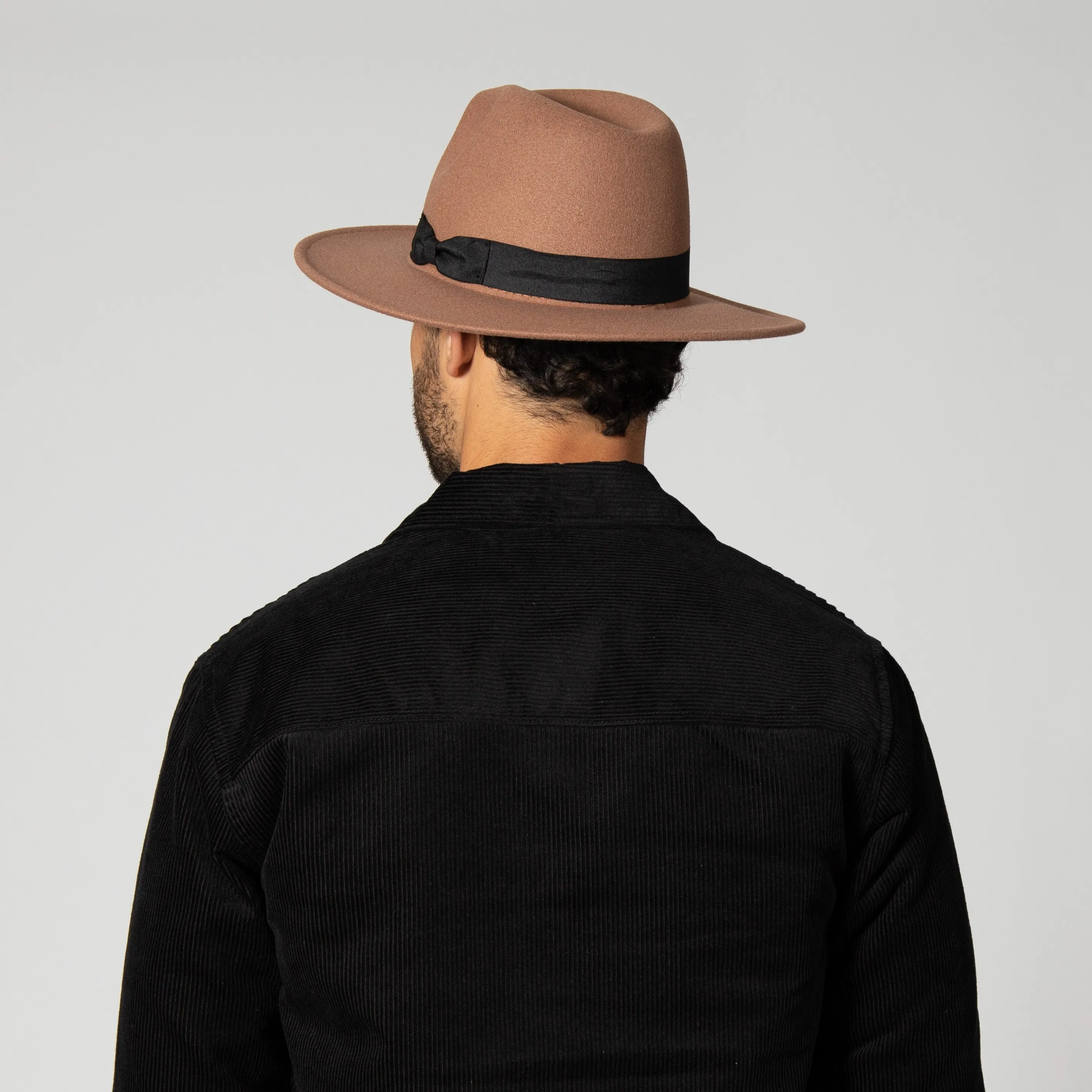 Men's Faux Felt Fedora With Grosgrain