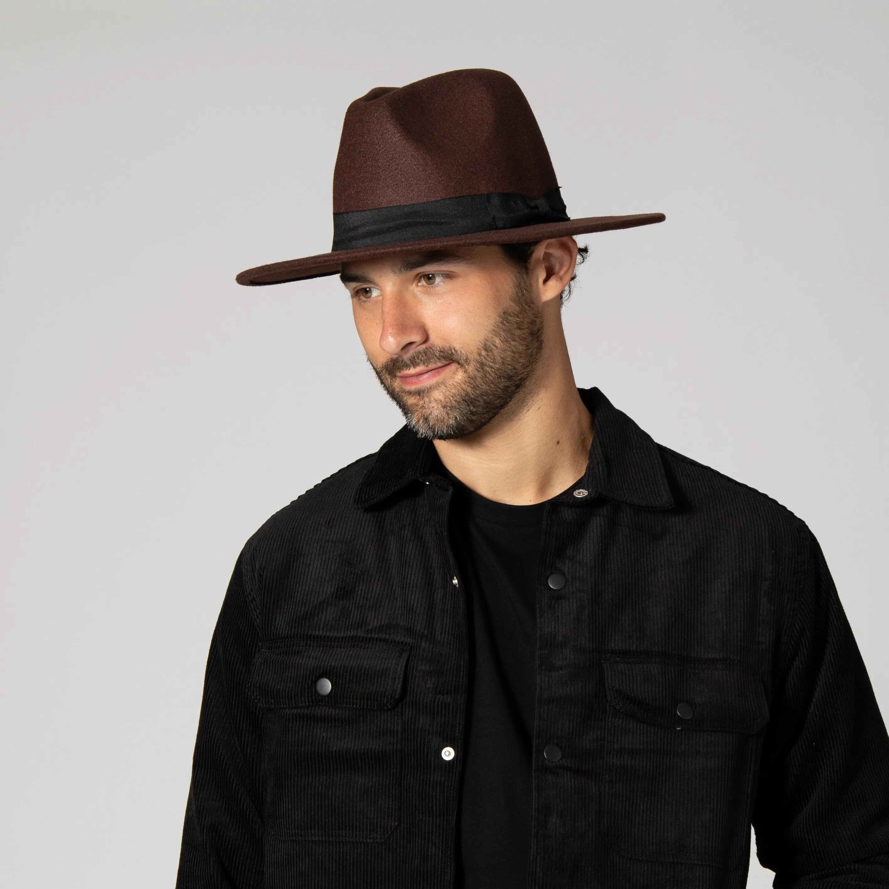 Men's Faux Felt Fedora With Grosgrain